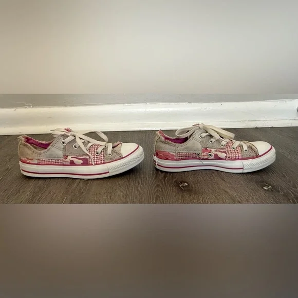 Converse Patchwork Low Top Sneakers Pink Beige Converse All Star | Size 6 - Picture 2 of 7